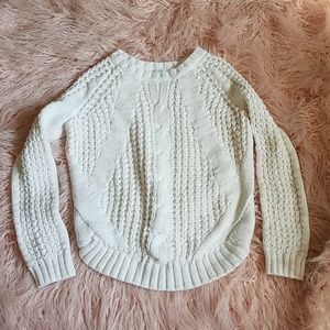 Tahari Girls Sweater cable knit ivory gold sm 7-8